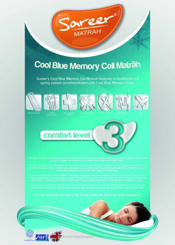 Sareer Matrah Cool Blue Memory Coil Mattress In A Box - Image 5